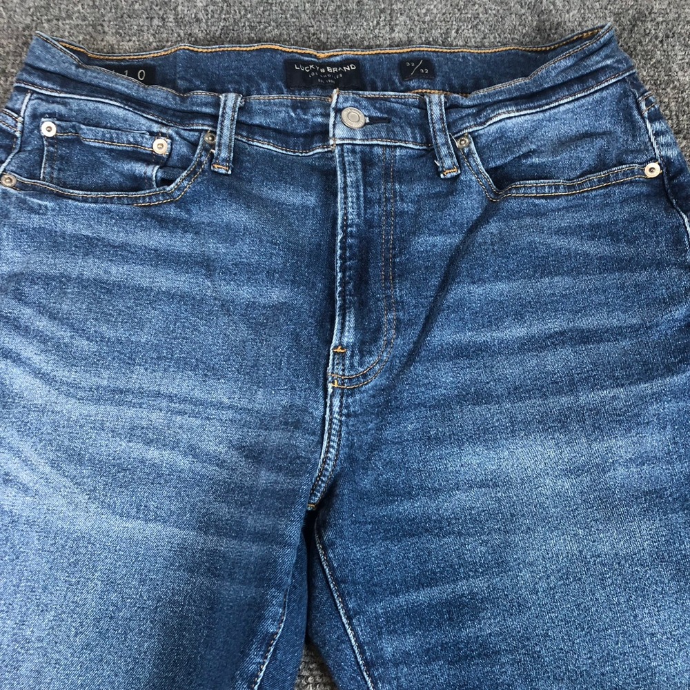 Lucky Brand 410 Athletic Slim Jeans Men's 32x32 Distressed Ripped Blue Denim - Picture 3 of 14